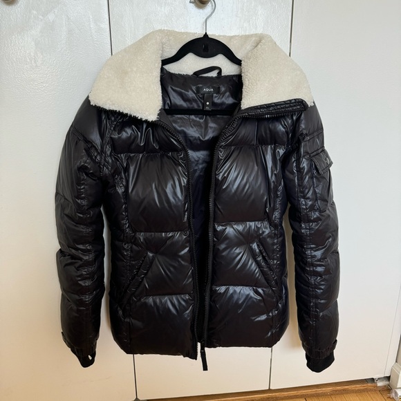 AQUA Chloe Sherpa Trim Puffer Jacket - Picture 2 of 10